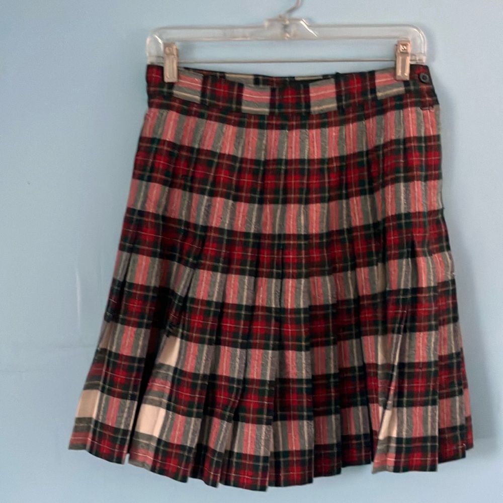 Vintage Red and Black Mini Pleated A-Line Skirt